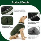 KAMA BRIDAL Dog Winter Coat Warm Padded Puppy Jacket Windproof Water Resistant Clothes for Small Medium Large Pets Christmas Sweater Outfit Vest(Green, 2XL)