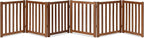 LZRS 6-Panel Extra-Wide Freestanding Wooden Dog Gate Indoor – 24”High Foldable Safety Pet Barrier for Doorways, Hallways, Kitchens, and Long Staircases, Durable Design fit Small to Medium Dogs, Oak