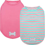KYEESE 2Pack Dog Shirt, Soft Striped Dogs T Shirts, Lightweight Pet Tank Top, Sleeveless Dog Shirt for Small Dogs, Stretchy Comfortable Pet Vest, Pink, Large