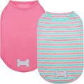 KYEESE 2Pack Dog Shirt, Soft Striped Dogs T Shirts, Lightweight Doggie Tank Top Cat Clothes, Sleeveless Dog Shirt for Small Dogs, Stretchy Pet Vest, Pink, Small