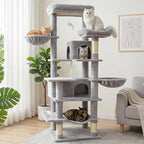 68 Inches Multi-Level Large and Tall Cat Tree Tower for Indoor Cats/Removable Pad/Cat Condo/Sisal Scratching Posts/Hammock/Cat Activity Center/Wide Base