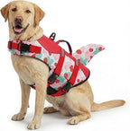 ASENKU Dog Life Jacket - Pet Safety Vest for Swimming & Boating, Shark Life Jacket with Floatation, Dog Lifesavers Swimsuits for Small Medium Large Dogs (Strawberry, L)