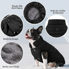 ASENKU Windproof Dog Winter Coat Waterproof Fleece Jacket Cold Weather Pet Apparel for Small Medium Large Dogs (Black, S)