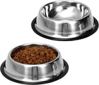 2 Pack Stainless Steel Dog Bowls with Rubber Bottom, Anti-Slip Heavy Duty Premium Quality Pets Feeder Bowls for Dogs and Cats and More (2Cup / 16oz)