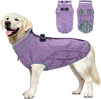 Malier Dog Coat, Reflective Dog Jacket Waterproof Windproof Puppy Cold Weather Coats with Harness Built in, Winter Extra Warm Pet Coat Fleece Vest for Small Large Pets and Puppy (Purple, Small)