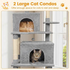 PETSITE 70-inch Tall Cat Tree, Modern Multi-Level Cat Tower with 2 Comfy Condos, Sisal Scratching Posts, Snug Hammock, and Dangling Ball, Ideal for Indoor Cats and Kittens (Grey)