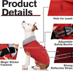 Lelepet Warm Dog Coat - Reflective Waterproof Fleece Vest with Adjustable Buckle Hook & Loop, Windproof Winter Jacket Dog Coats for Small Medium Large Dogs, Red, XXL
