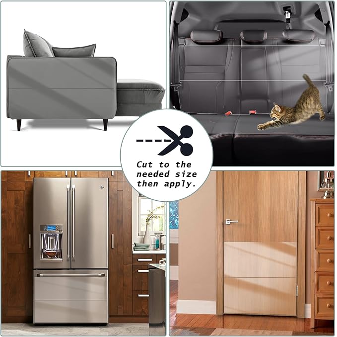 Anti Cat Scratch Furniture Protector, Transparent Self-Adhesive Couch Furniture Protectors from Cats Scratching Claws, Cat Scratch Couch Protector (13”x 24 FT)