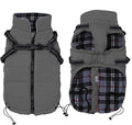 Winter Warm Coat Geyecete Waterproof Dog Winter Jacket with Harness Traction Belt,Pet Outdoor Jacket Autumn and Clothes for Medium, Small Dog-Gray-XS