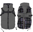 Geyecete Winter Warm Coat Waterproof Dog Jacket with Harness Traction Belt, Pet Outdoor Jacket Dog Autumn and Winter Clothes - Gray - XL