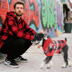 KOOLTAIL Christmas Dog Hoodie,Red Plaid Pet Clothes Sweater with Leash Hole&Pocket for Small Medium Large Dogs, Soft Winter Warm Dog Cold Weather Coat, Fleece Puppy Hooded Sweatshirt for Boys Girls, L