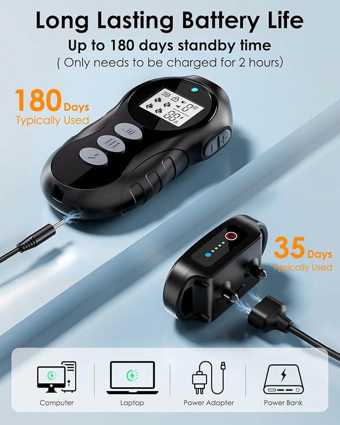 Dog Shock Collar with Remote Control - Shock Collar for Dogs IPX7 Waterproof Dog Training Collar with Beep Vibration Static Correction Flashlight Long-Lasting Battery Safe Training for dogs 10–120 lbs