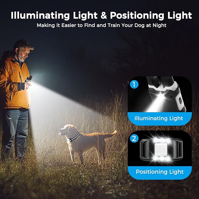 Dog Shock Collar - 3300FT Remote Dog Training Collar, Waterproof Rechargeable e-Collar with 4 Humane Modes & 2 LED Anti-Lost Lights for 10-120lbs Small/Medium/Large Dogs(Blue)