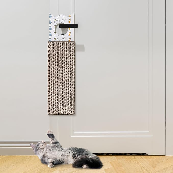 4 Pcs 15 Inch Door Hanging Cat Scratcher Cardboard Cat Scratching Board Reversible Door Hanger Scratcher Kitty Scratching Post Pad Mat for Indoor Doorknob Wall Floor