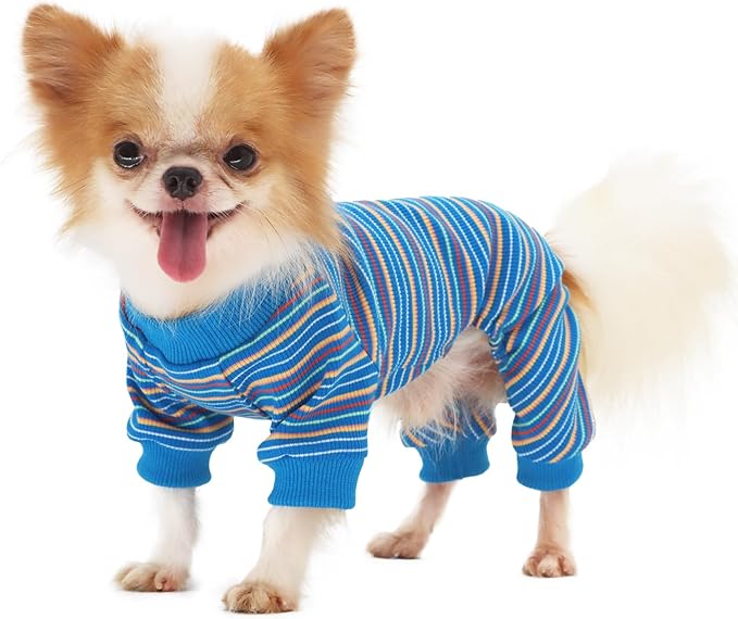 LOPHIPETS Dog Pajama Onesie for Small Chihuahua Yorkie Poodle Clothes Apparel-Blue/M