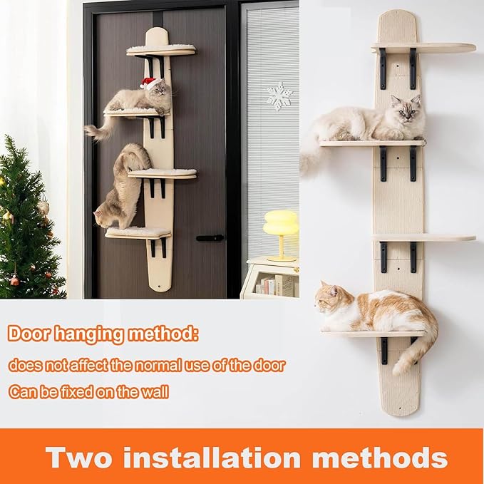 Cat Tree Door Hanger, Door Hanging Cat Climber Shelves, 4-Levels Mounted Over Door Cat Climber for Indoor Cats