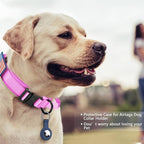 DAGANXI Tactical Dog Collar, Adjustable Military Training Nylon Dog Collar with Control Handle and Heavy Metal Buckle for Medium and Large Dogs, with Patches and Airtags Case (M, Pink)