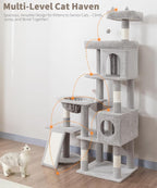 68 Inches Heavy Duty Cat Tree for Indoor Cat, Big Cat Tower with Sisal Scratching Posts and Top Perch, Large Platform for Adult Cats, PMT02GY, Grey