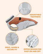 Dog Winter Coat for Large Dogs, Adjustable Puppy Warm Jackets in Cold Weather, Reflective Pet Fleece Vest with External Attachment Points, Zippered Cold-Weather Dog Winter Clothes, L Brown