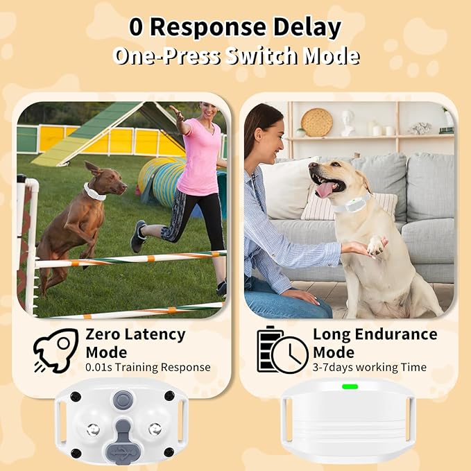 Shock Collar for Small Dogs, Electric Dog Training Collar with Remote,Tailored for 5-30lbs Small Dogs,3 Training Mode Beep, Vibration, Safe Shock(0-9) Waterproof, 1900ft Range (White, Small)
