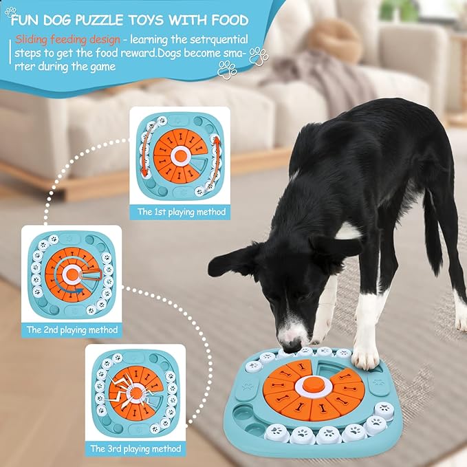 Dog Puzzle Toys, Interactive Treat Puzzle Dog Toy for IQ Training & Mental Stimulating, Squeaky Design for Large, Medium, Small Dogs