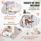 VEVOR Cat Tree for Indoor Cats, 72" Cat Tower with 2 Cat Condos, Sisal Scratching Post, Hammock, Top Perch, Jumping Platforms, Large Cat Furniture Activity Center with Hang Ball, Light Grey