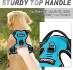BARKBAY No Pull Dog Harness Front Clip Heavy Duty Reflective Easy Control Handle for Large Dog Walking(Blue,L)
