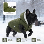 Fleece Hoodie, Windproof Waterproof Coat, Winter Warm Jacket, Cold Weather Pet Apparel Clothes Vest for Small Medium Large Dogs (XXXL, Green)