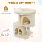 Tangkula Small Cat Tree for Indoor Cats, 26 Inch Cat Tower with Sisal Scratching Posts, Dual Cat Condos with Large Padded Push Perch, Modern Cat Climbing Furniture Activity Center (Beige)