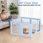 DIY Clear Acrylic Dog Playpen House,Quick Easy Assembly and Disassembly,Strong Floor Suction,Indoor and Outdoor Use,Easy Cleansing Puppy Fence (Sky Blue, 30.3" H, 8PCS)