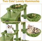 KIYUMI Cat Tree Cat Tower Condo with Sisal Scratching Post for Indoor Cats Cat Tree Cat Furniture with Hammock Perch and Kitten Ball Toys, Multi-Level Pet Activity Center Green