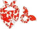 E-Clover Valentine Cute Dog Bandana & Matching Scrunchie-Heart Dog Bandanas Red Pet Scarf Bib for Medium Large Dogs Girl Boy Owner Mothers Day Mom Gift