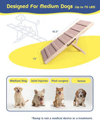 Pink Dog Ramp for Bed & Couch– Adjustable, Anti-Slip Pet Ramp for Small & Medium Breeds, Joint-Friendly Design, Supports Up to 70 lbs
