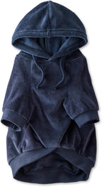 Cooper II Organic Cotton Velour Dog Hoodie Pet Coat for Small, Medium and Large Dogs, Navy, XX-Small (4-7 lbs)