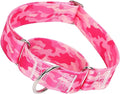 Wide 1.5 inch Martingale Collar for Dogs,Big Thick Dog CollarNo-Slip Escape Proof Choke No Pull Cinch for Male and Female Dogs for Training & Walking -Pink camo M