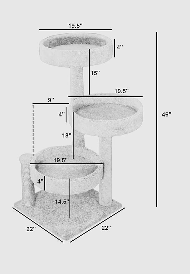 Prestige Cat Trees XXL Heavy-Duty Cat Tree – Extra-Large, Solid-Wood Haven for Big & Multiple Household Cats in Colors Black and Gray