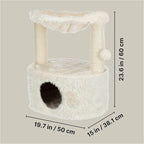 TRIXIE Baza Grande Cat Scratching Post 23,6 Inch - with Durable Sisal Rope and with Fluffy Hammock, Dangling Cat Toy & Cuddly Cat Cave - in Cream