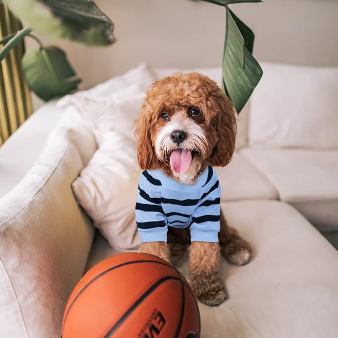 Pet Dog Striped T-Shirt Dogs Cats Cotton Vest Spring Summer Pet Apparel Tee Shirt Suitable for Small and Medium Large Pets French Bulldog Bichon