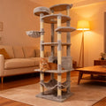Light Gray 78in Heavy Duty Cat Tree, Cat Tree Tower for Indoor Cats Large Adult, Extra Cat Tower with 12 Sisal Scratching Post, Large Top Platform, Hammock, Cat Condo for Kittens
