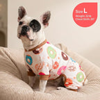 KYEESE Dog Pajamas, Soft Dog Pajamas for Small Dogs Boy Girl, Stretchy Dogs Pjs Velvet Pet Jumpsuit Sleepwear, Comfy Jammies Lightweight Pet Onesie Outfit, Donut, M