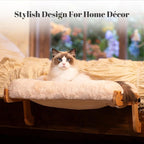 CHEERHOME PETS Cat Window Perch with Washable Bolster, Fluffy Cats Hammock Bed for Window, Adjust Wooden Seat for Kitten Bedside Windowsill, Wooden Cats Furniture(Thickened White)