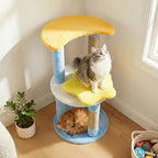 PETSITE 29-inch Cute Cat Tree, Multi-Level Small Cat Tree with Jute Scratching Post, Dangling Toy, Star and Moon-Shaped Perches, Ideal for Indoor Cats (Blue)