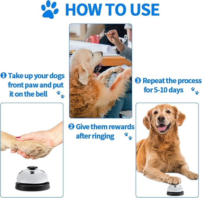 3 Pack Dog Doorbells, Pet Training Bells for Outside Potty Training and Communication, Bell for Dog Cat Puppy Interactive Toys (White, 3 Pack)