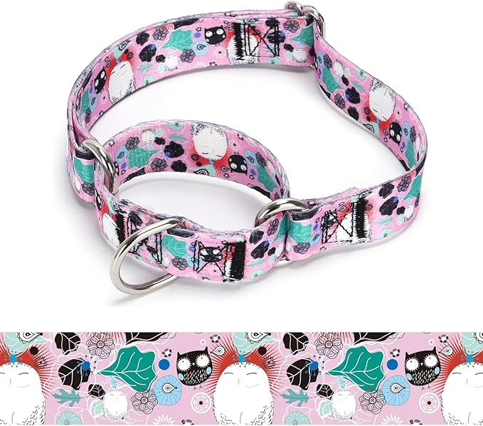 Martingale Dog Collars - Flower Multicolor Cute Patterns, Adjustable Nylon Training Dog Collar Suitable for Boy and Girl Dogs Medium Large Dogs (9, M)