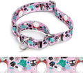 Martingale Dog Collars - Flower Multicolor Cute Patterns, Adjustable Nylon Training Dog Collar Suitable for Boy and Girl Dogs Medium Large Dogs (9, M)