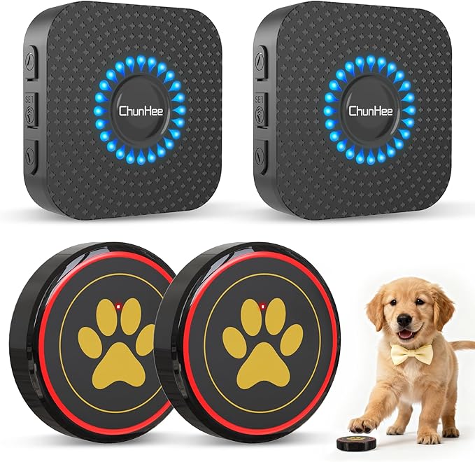 ChunHee Dog Bells for Door, Wireless Dog Doorbell for Potty Training, Dog Bells to Go Outside, Dog Potty Bell with Waterproof Button, 55 Chimes & Adjustable Volume