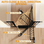 Baby Gate for Stairs, 29.7-43" Auto Close Dog Gate for Doorways & Hallways, Pressure Mounted Pet Gate with Walk Thru Door, Easy Install Safety Gate for Children & Pets, No Drilling, Dual-Lock Design