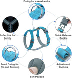 Plutus Pet No Pull Dog Harness, Adjustable Nylon Harness with Soft Padding, Reflective and Heavy Duty Dog Harness for Small, Medium, Large Dogs(Cyan, L)