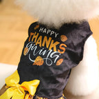CuteBone Happy Thanksgiving Day Dog Fall Dress Costume Velvet for Small Dogs Girl Puppy Dresses Yellow Plaid Dog Clothes CVA03S-D