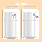 Glaf Extra Tall Pet Gate 63" Pressure Mounted Cat Door Safety Metal Cat Gate Adjustable Width Dog Door Auto-Close Dog Gates for Doorways, Stairs, Kitchen, Hallway (White, 29.92-33.46")